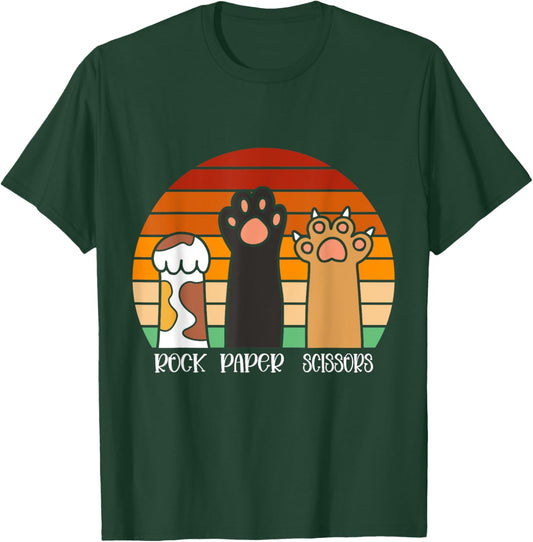 Rock Paper Scissors Game Kitten Lover Animal Paws Cat T-Shirt - T-Shirt | Forest