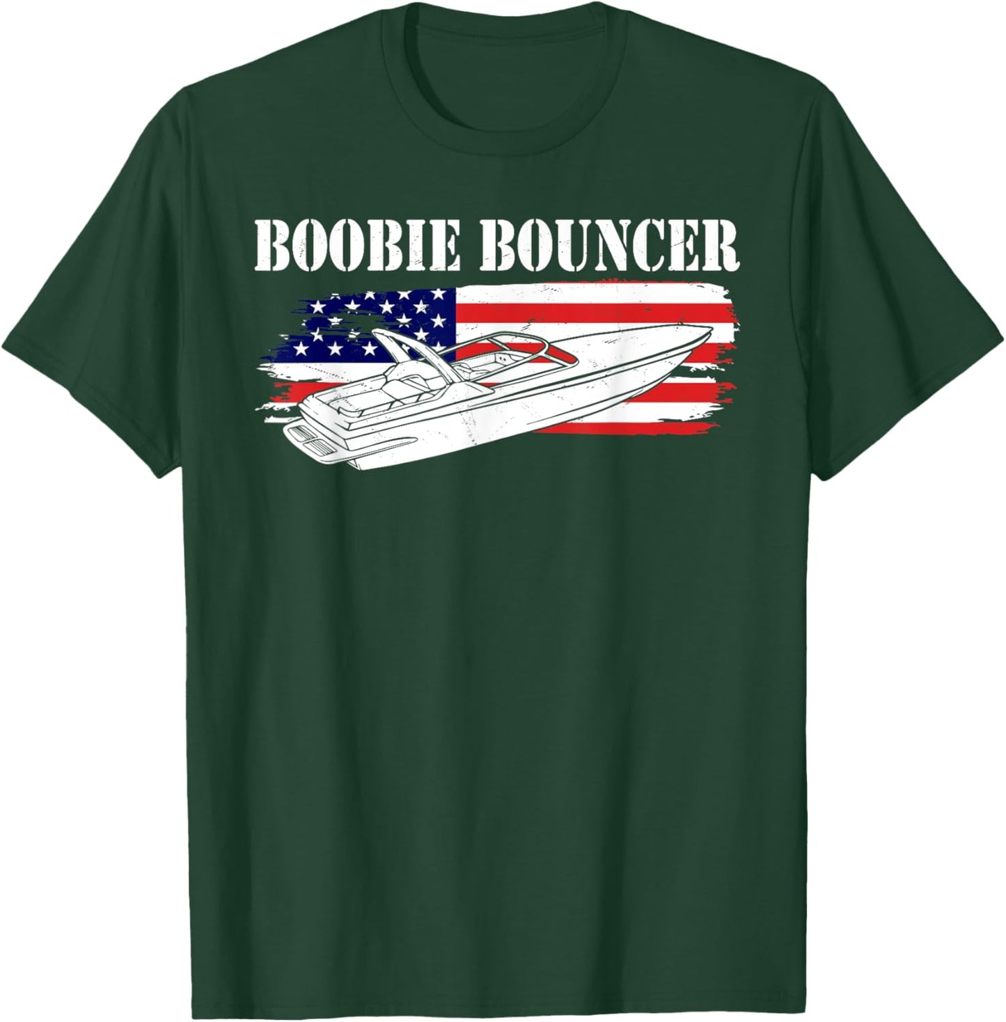 Speedboat Boobie Bouncer USA T-Shirt - T-Shirt | Forest