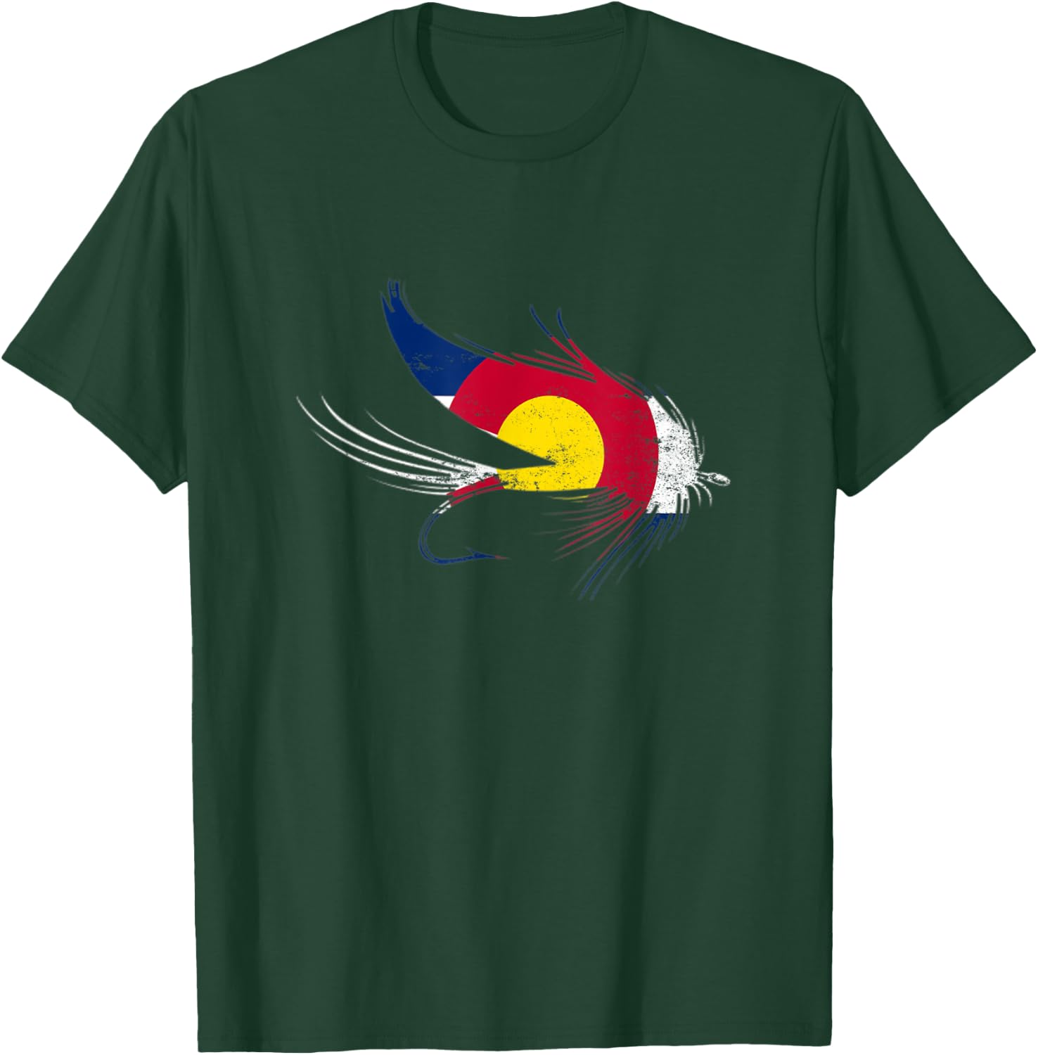 Colorado Fly Fishing Flag Hook, Gift Fly Fishing Lovers T-Shirt - T-Shirt | Forest