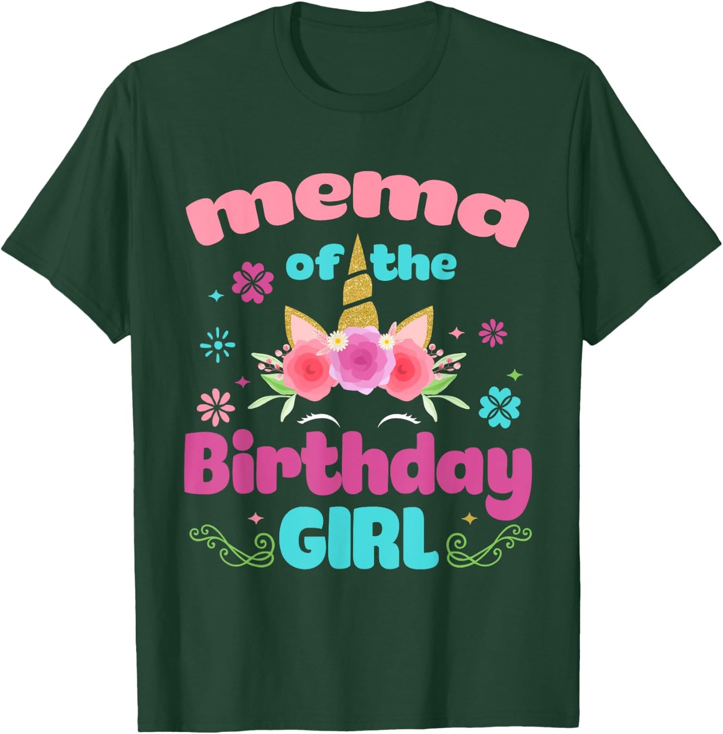 Mema of The Birthday Girl Unicorn Flower Grandma T-Shirt - T-Shirt | Forest