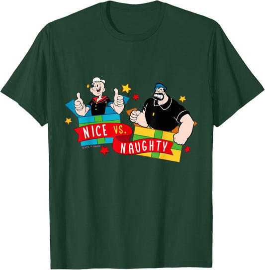 Popeye and Olive Oyl Official Merchandise -Kids Black Cotton 60% Polyester 40% Classic Fit Short Sleeve Holiday Small T-Shirt - T-Shirt | Forest