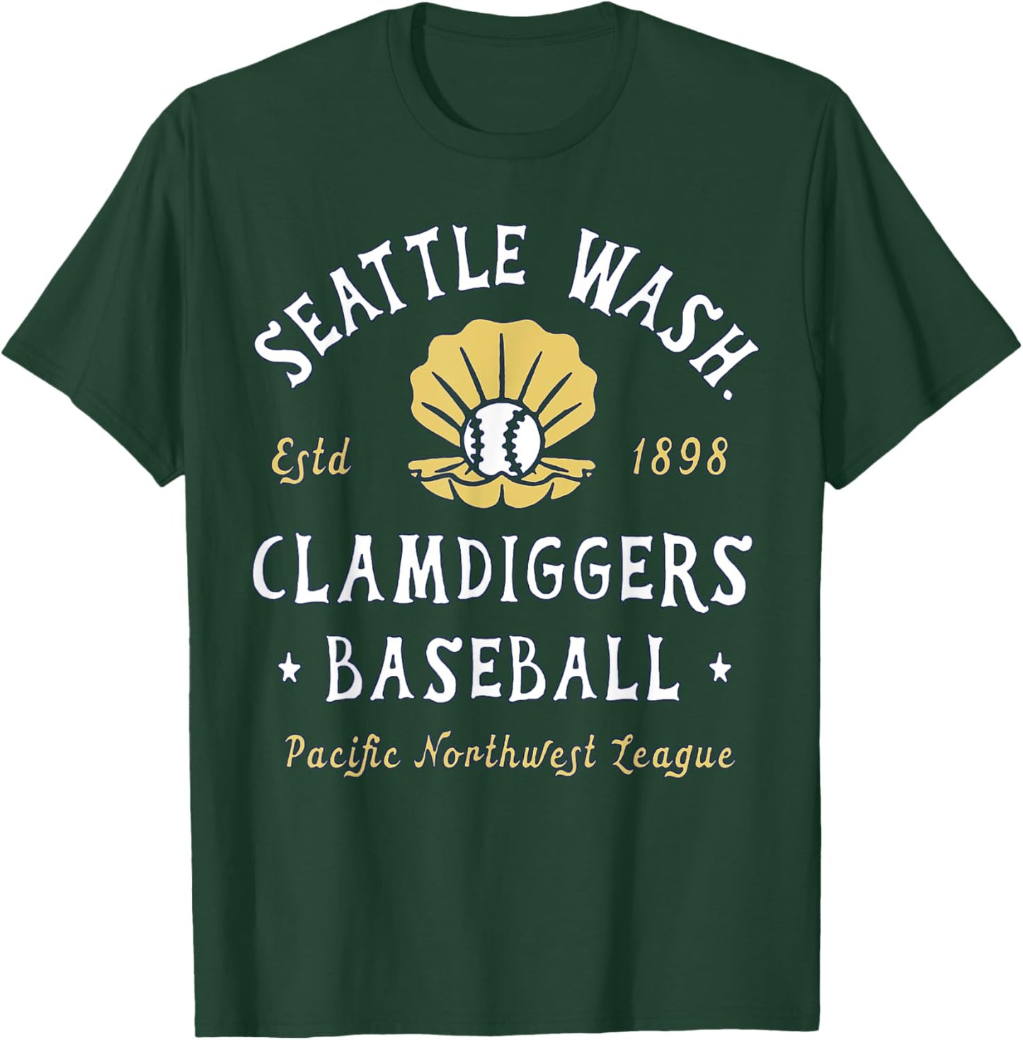 Vintage Seattle Washington Clamdiggers Defunct Baseball Team T-Shirt - T-Shirt | Forest