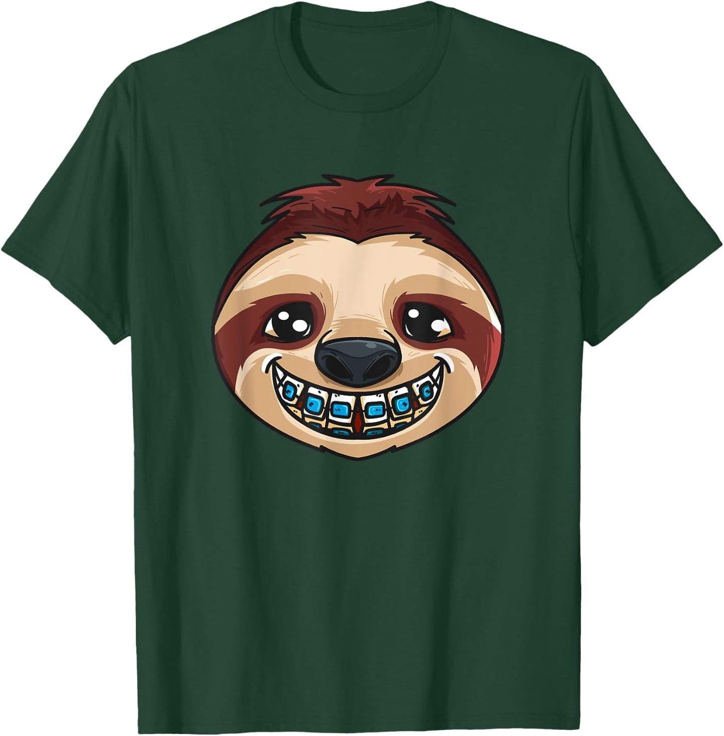 Cute Sloth Head With Dental Braces Dental Dentist Dentistry T-Shirt - T-Shirt | Forest