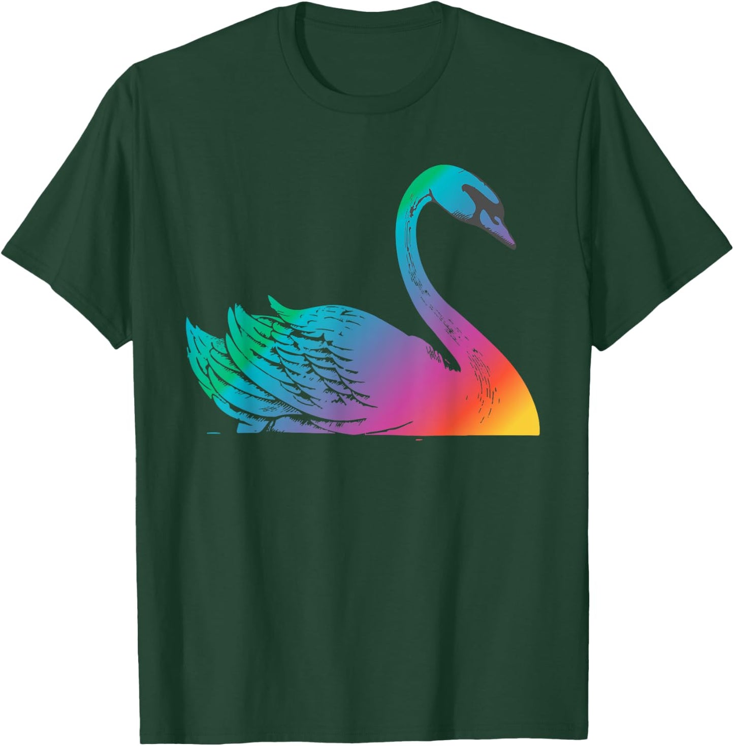 Swan Art Cute Artistic Colorful Swans Animal Bird Lake T-Shirt - T-Shirt | Forest