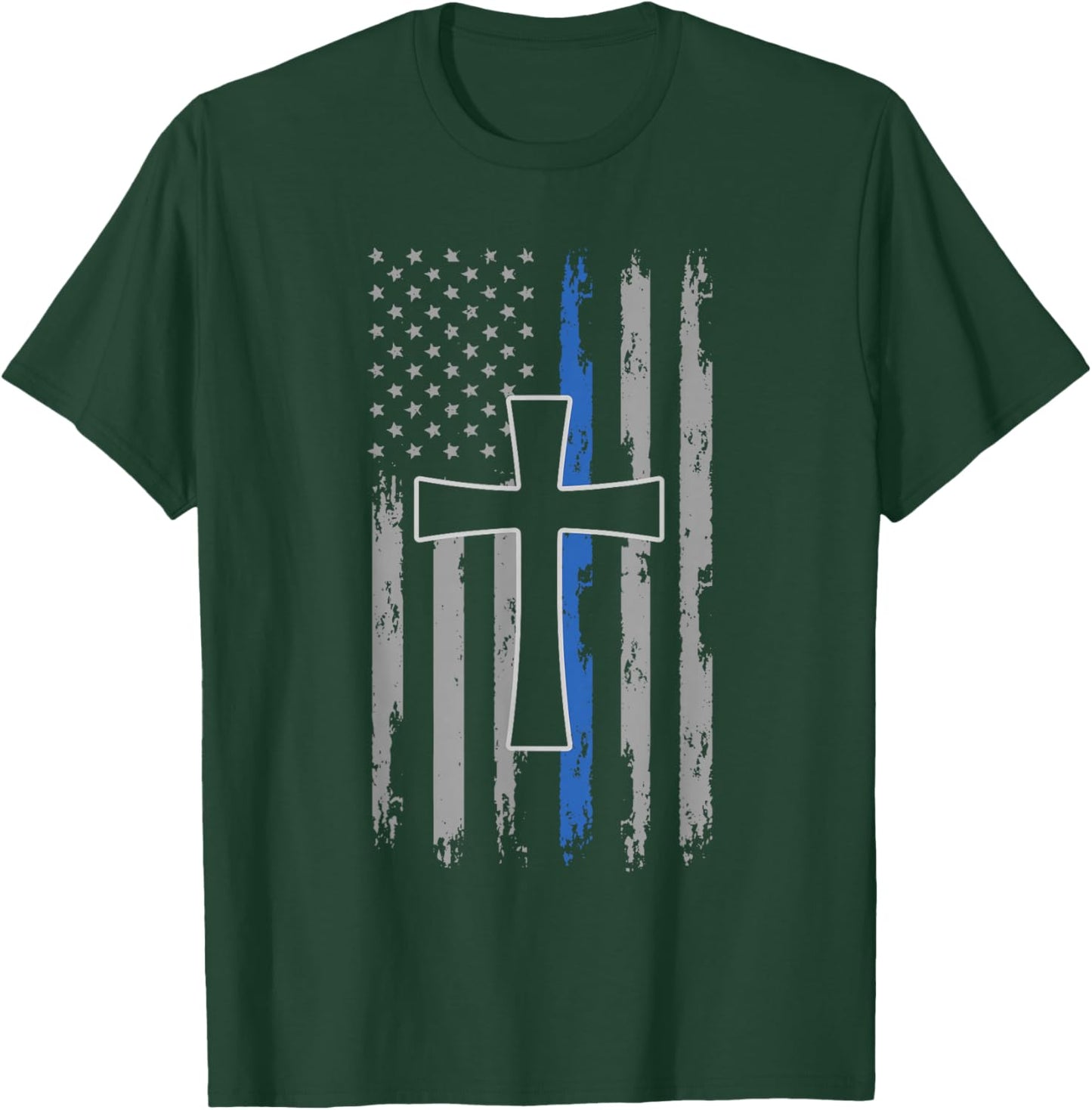 Police Flag, With A Cross T-Shirt - T-Shirt | Forest