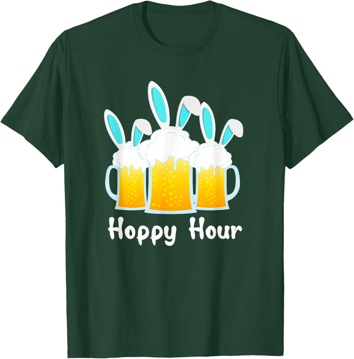 Punny Easter Shirt Happy Bunny Beer Drinking Top Men Women T-Shirt - T-Shirt | Forest