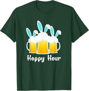 Punny Easter Shirt Happy Bunny Beer Drinking Top Men Women T-Shirt - T-Shirt | Forest