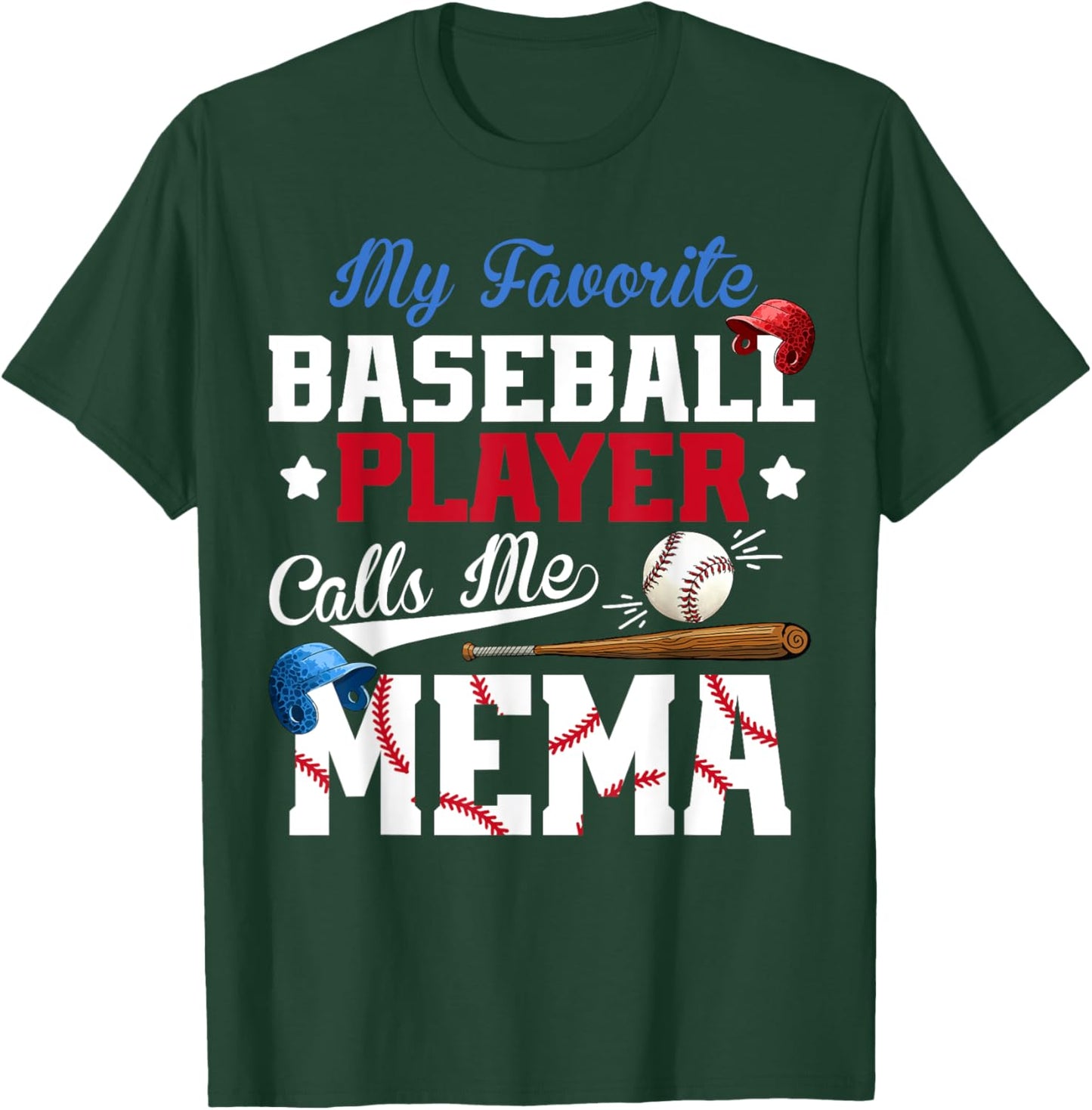 Vintage My Favorite Baseball Player Calls Me Mema T-Shirt - T-Shirt | Forest