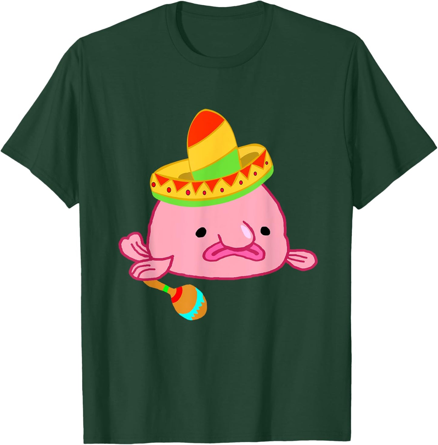 Blobfish Sombrero Costume Mexican Grumpy Blob Fish T-Shirt - T-Shirt | Forest