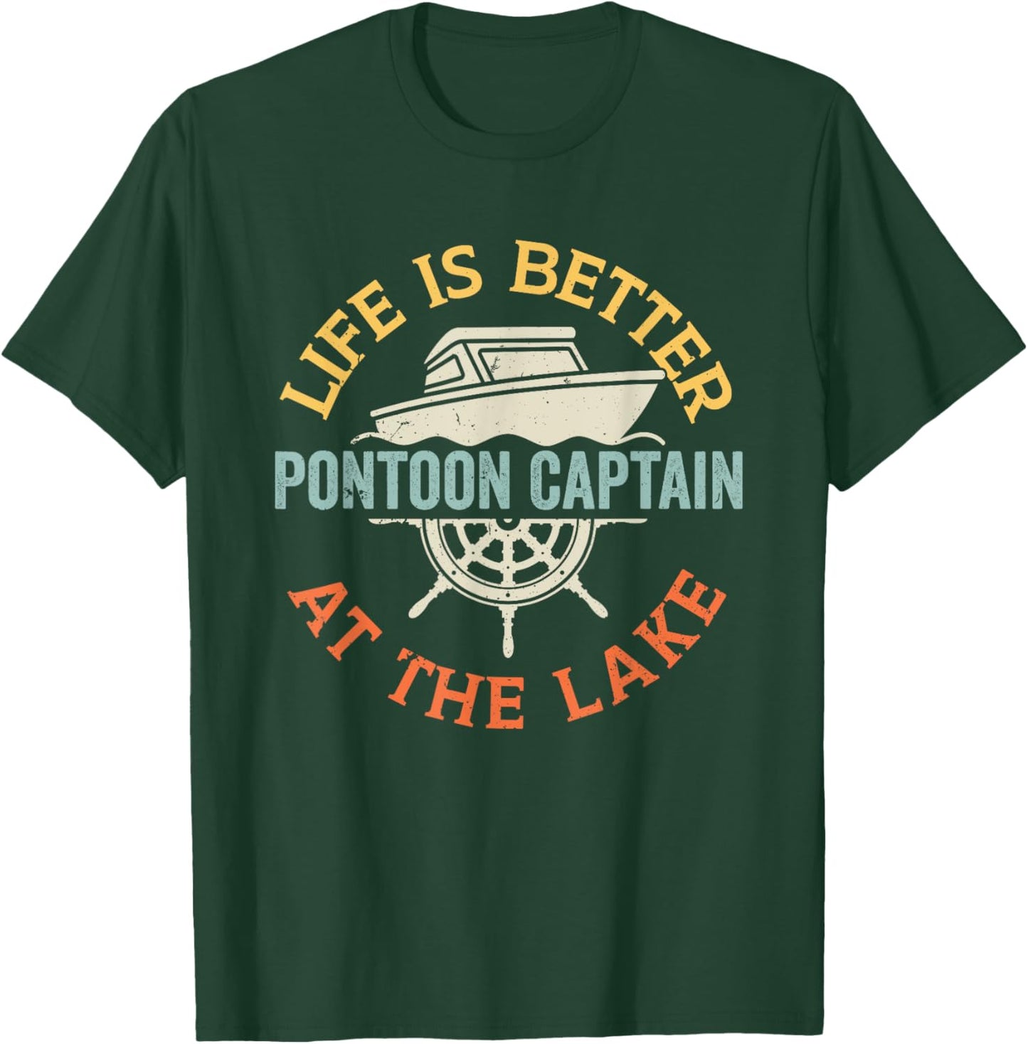 Boating Lake Pontoon Boat Captain T-Shirt - T-Shirt | Forest