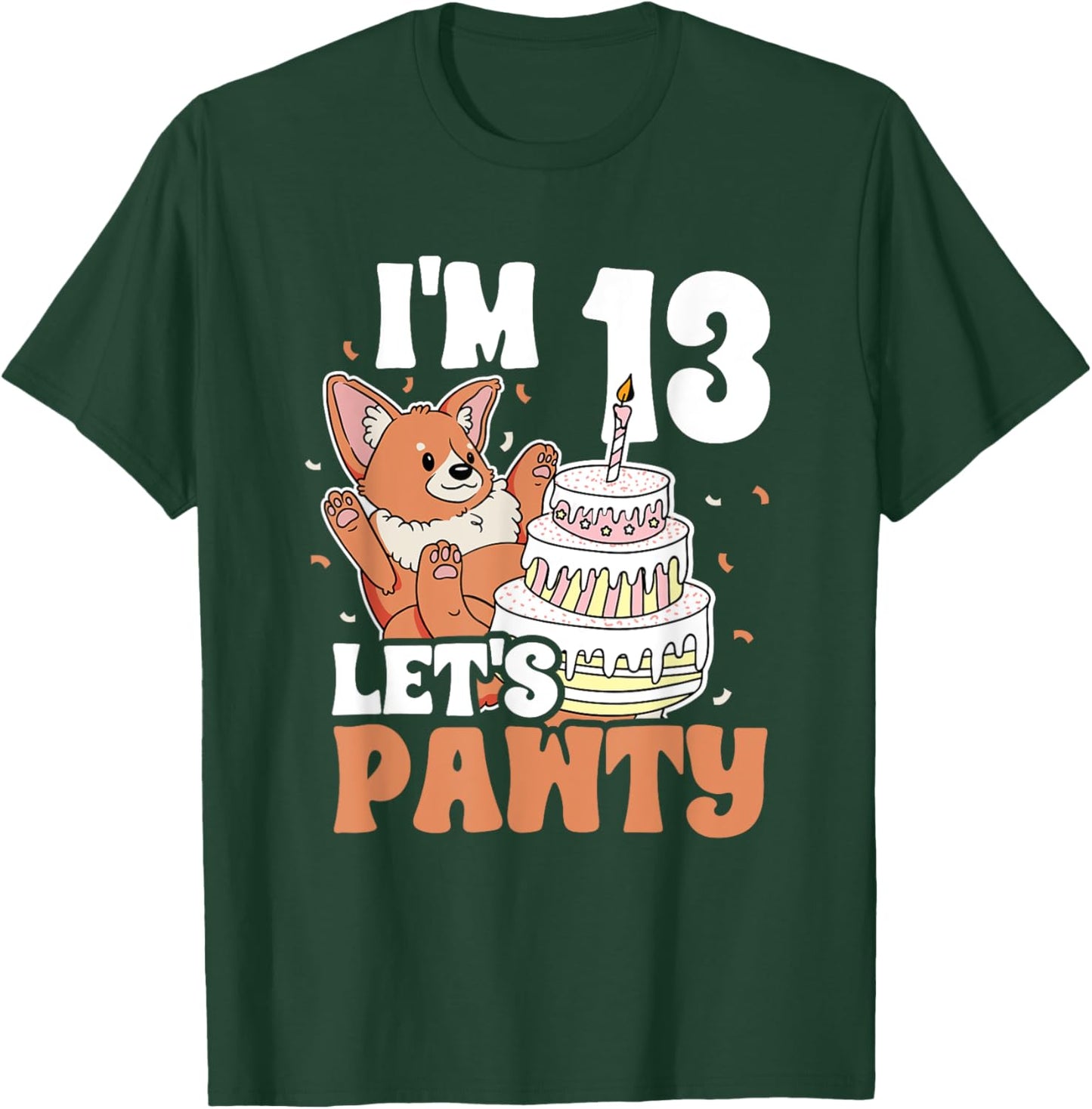 I'm 13 bday Dog party Kids 13th Birthday Corgi Dog T-Shirt - T-Shirt | Forest