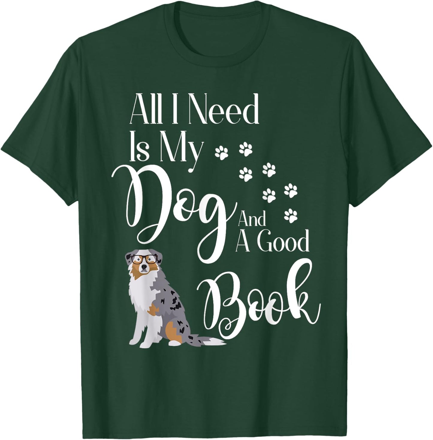 Australian Shepherd Gifts Dog Book Reading Love Mini Aussie Men Women Kids T-Shirt - T-Shirt | Forest