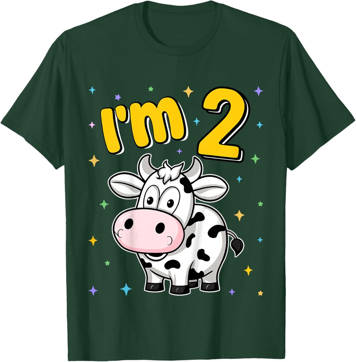 I'm 2 Cute Cow Two Years Old 2nd Birthday Cows Kids T-Shirt - T-Shirt | Forest