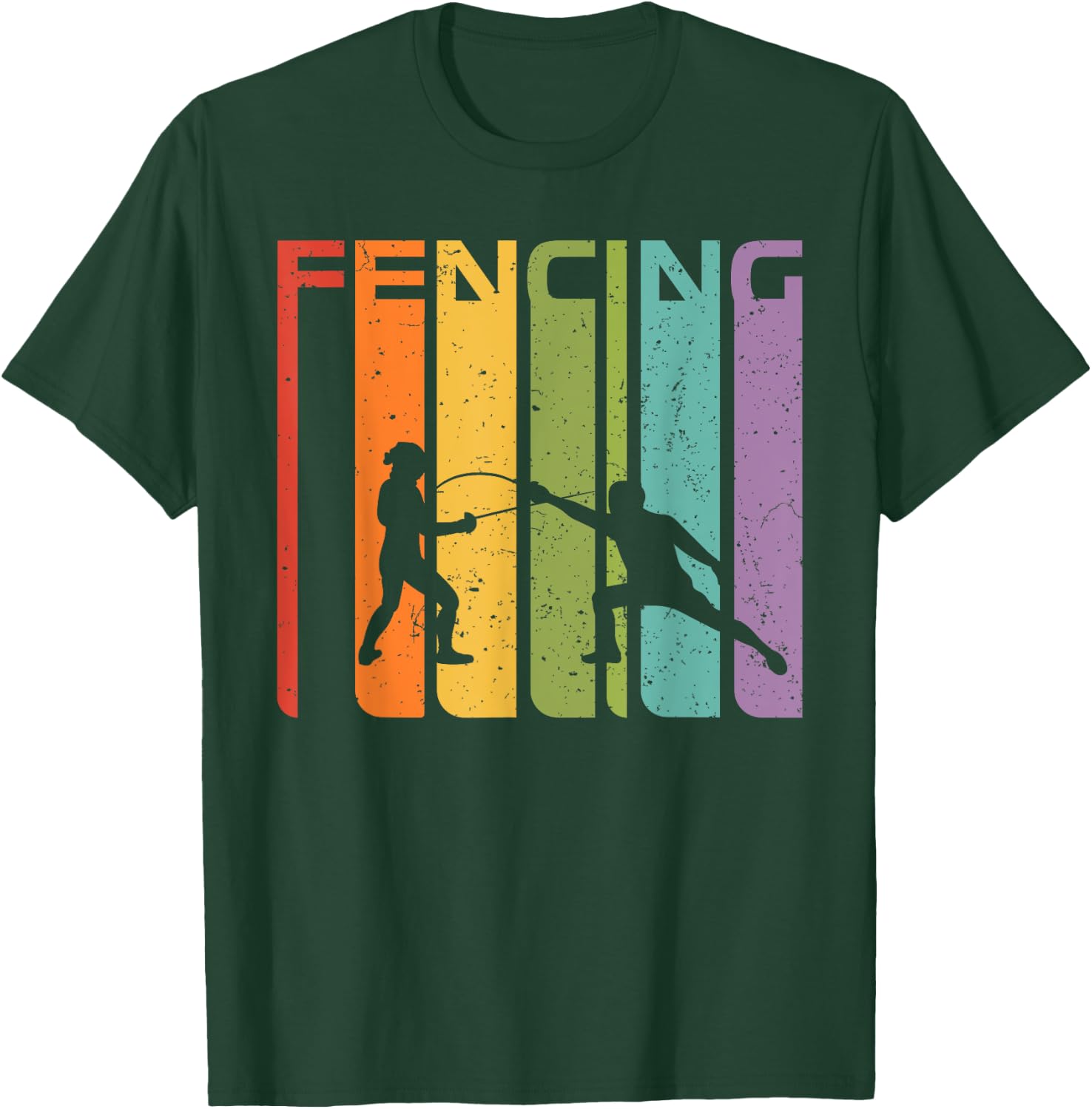 70s 80s Retro Fencing Sport Outfit Fencer Gift Fencing T-Shirt - T-Shirt | Forest