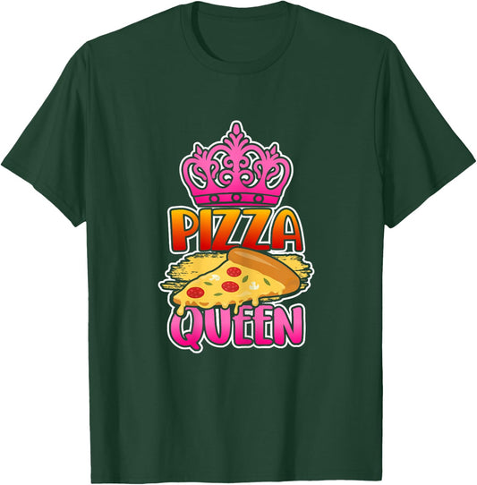 Pizza Queen Crown Funny Girls Pizza Lovers Gift T-Shirt - T-Shirt | Forest