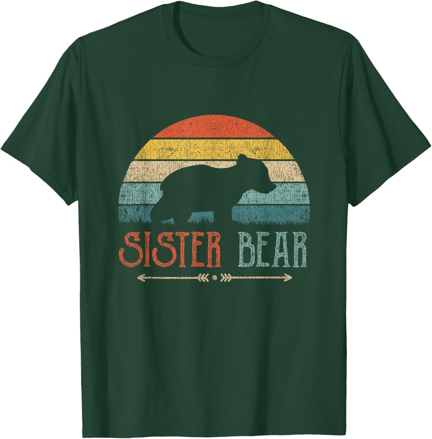 Cute Bear Family Matching Shirts & Gifts Sister Bear Retro Black Girls' Medium T-Shirt - T-Shirt | Forest