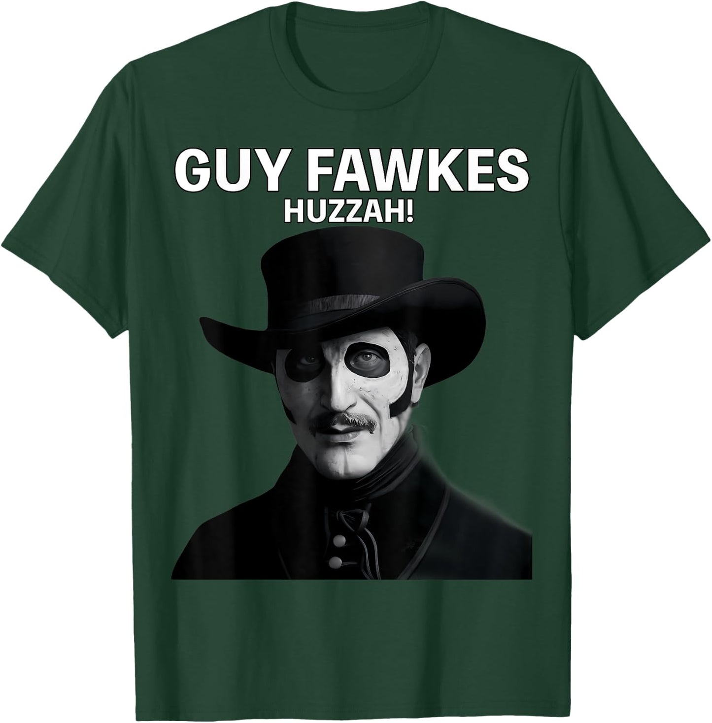 Guy Fawkes Day Wearing Hat Portrait T-Shirt - T-Shirt | Forest