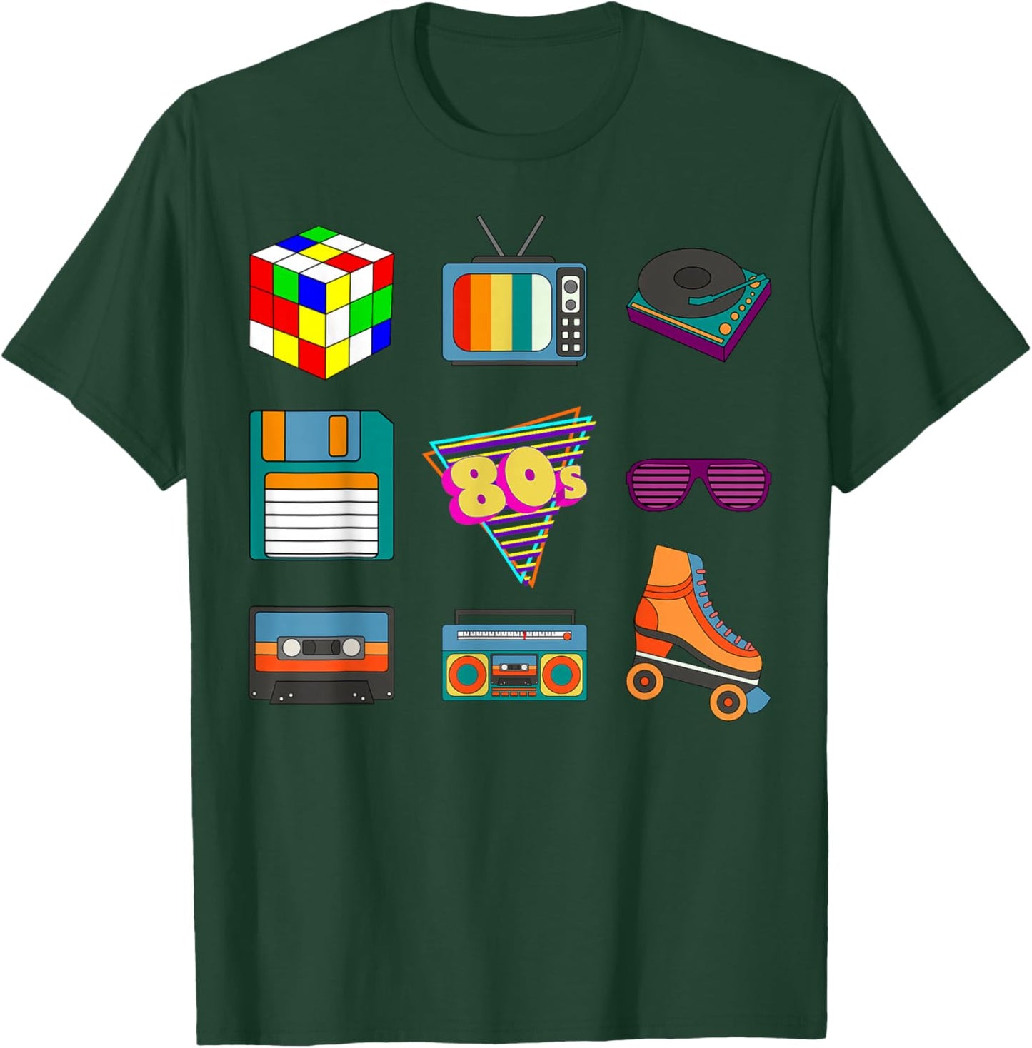 80's Retro Fashion Throwback Culture Disco Music Party Lover Short Sleeve T-Shirt - T-Shirt | Forest