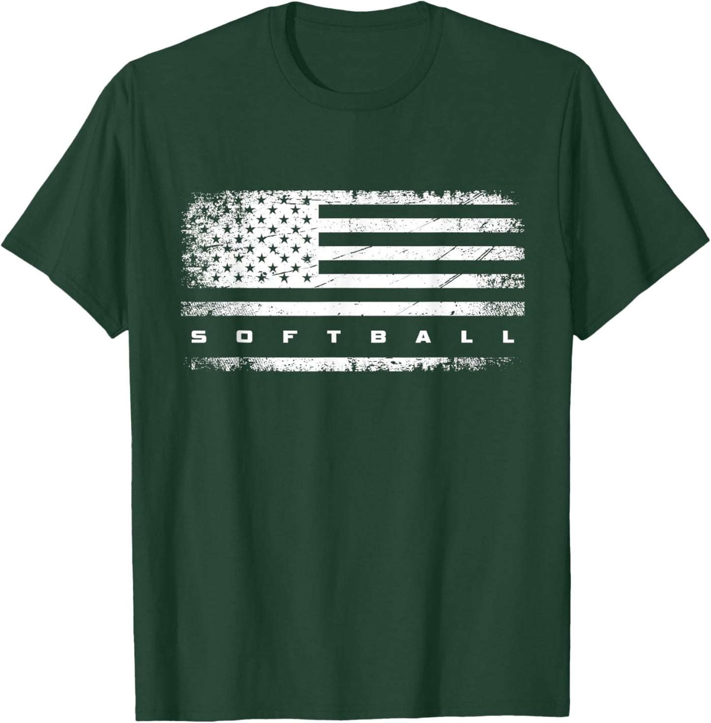 American Flag Softball Apparel - Softball T-Shirt - T-Shirt | Forest