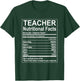 School Teacher Nutrition Facts Educator Teacher Appreciation T-Shirt - T-Shirt | Forest
