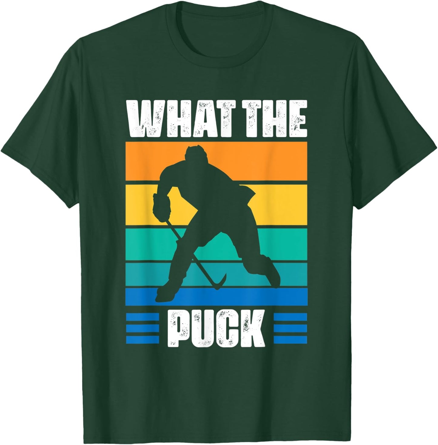 Funny What The Puck | Vintage Ice Hockey Player T-Shirt - T-Shirt | Forest
