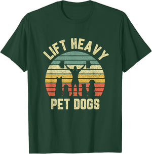 Funny Lift Heavy Pet Dogs Gym Fitness Weight Lifting T-Shirt - T-Shirt | Forest