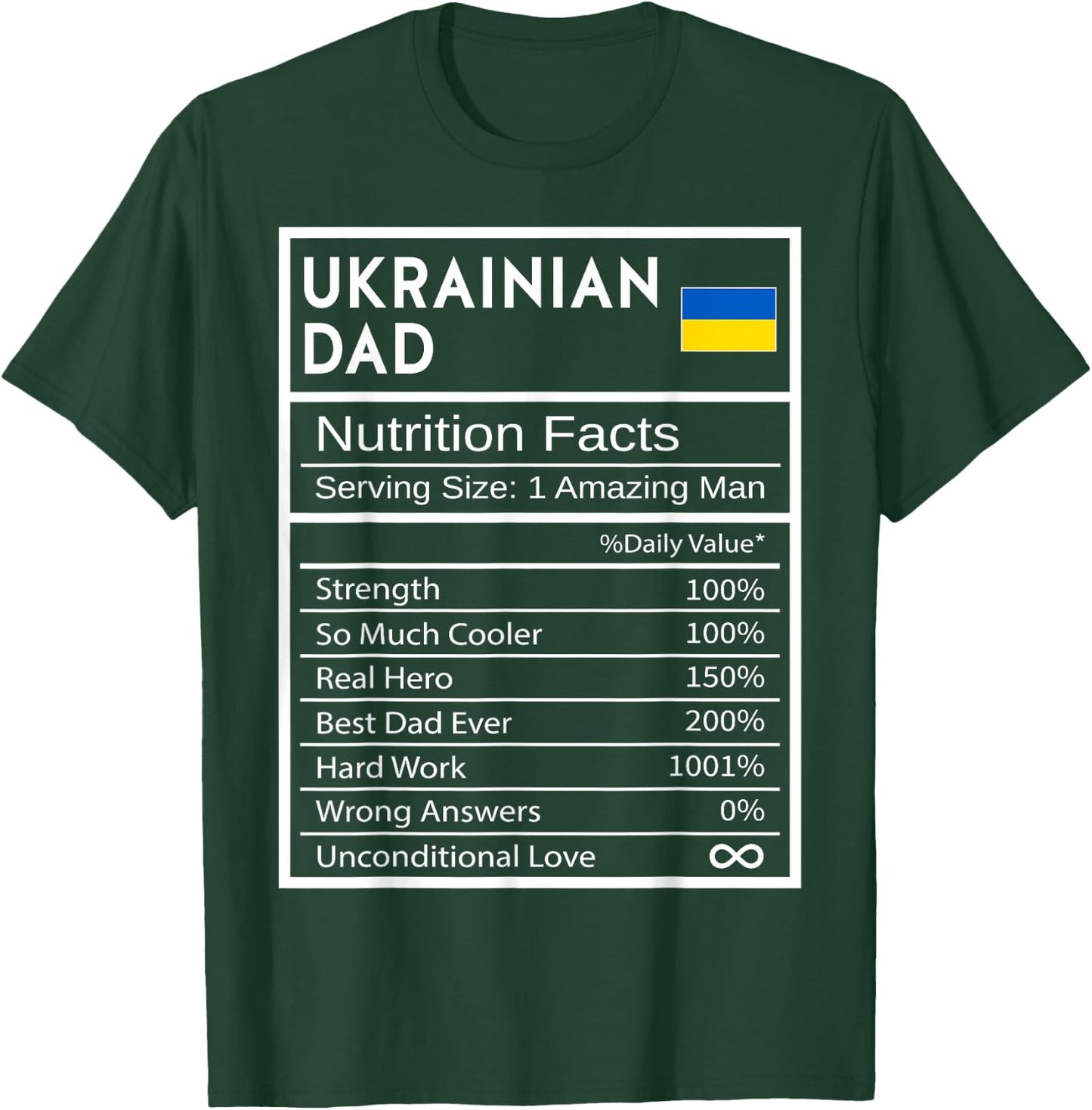 Ukrainian Dad Nutrition Facts National Pride Gift Dad T-Shirt - T-Shirt | Forest