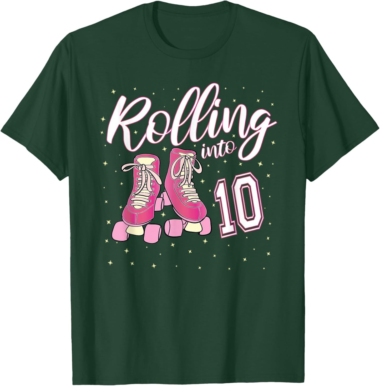 Rolling Into 10 Years Old Girl 10th Birthday Roller Skate T-Shirt - T-Shirt | Forest