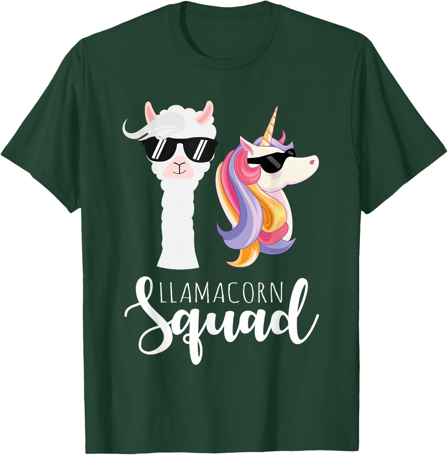 Llamacorn Squad Funny Unicorn Llama Squad Christmas T-Shirt - T-Shirt | Forest