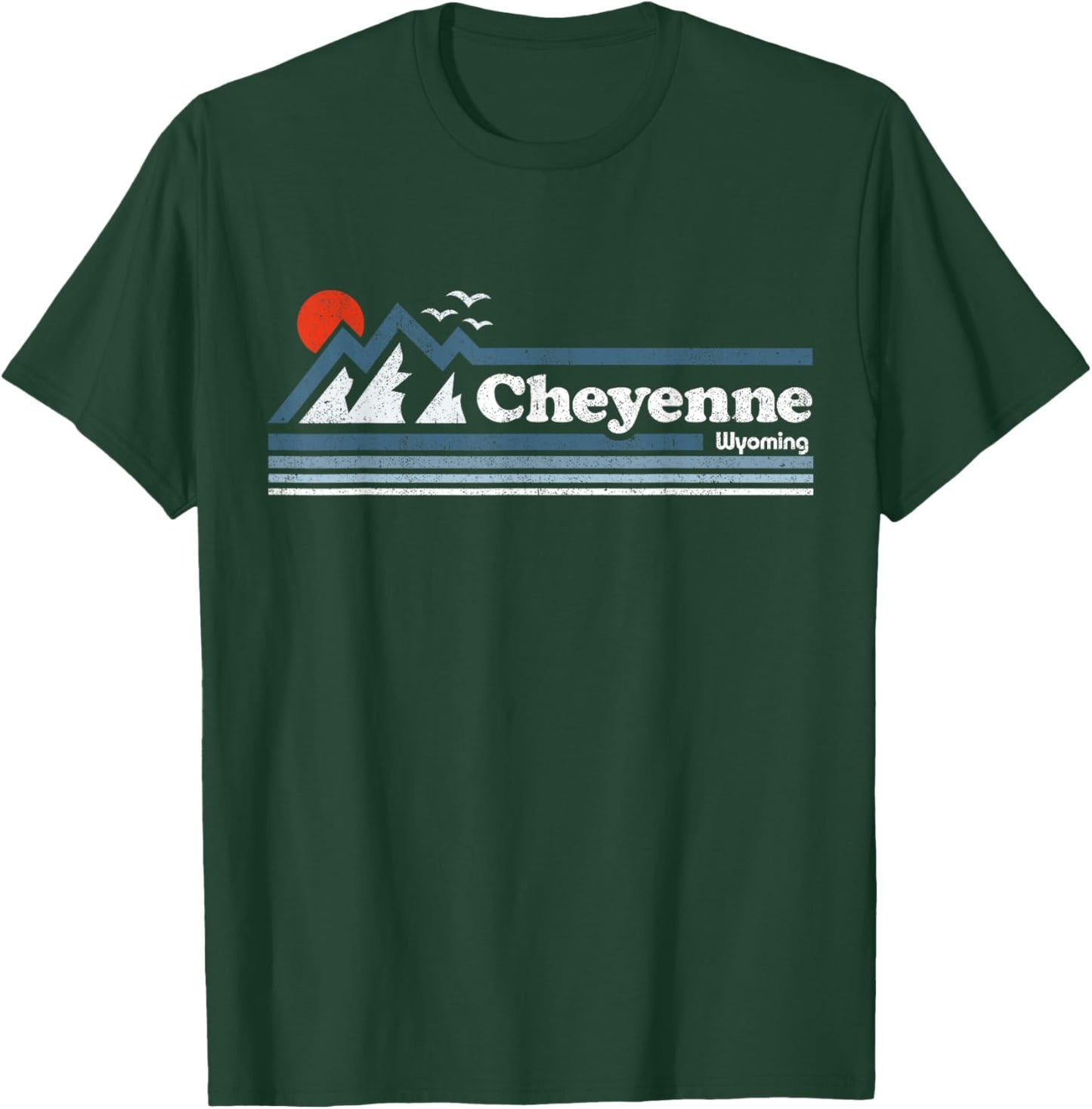 Retro Cheyenne Wyoming State Mountain Vintage Ski Souvenir T-Shirt - T-Shirt | Forest