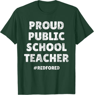 Vintage Proud Public School Teacher Red For Ed T-Shirt - T-Shirt | Forest