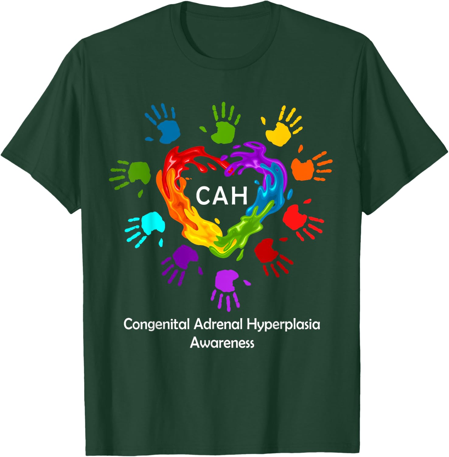 We Wear Rainbow Heart For Congenital Adrenal Hyperplasia CAH T-Shirt - T-Shirt | Forest