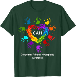 We Wear Rainbow Heart For Congenital Adrenal Hyperplasia CAH T-Shirt - T-Shirt | Forest