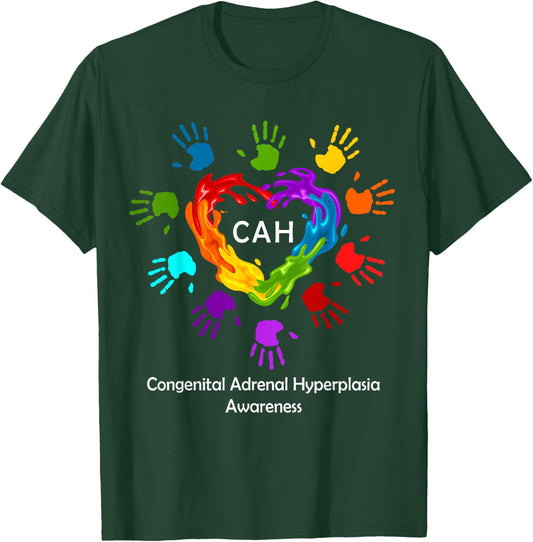 We Wear Rainbow Heart For Congenital Adrenal Hyperplasia CAH T-Shirt - T-Shirt | Forest