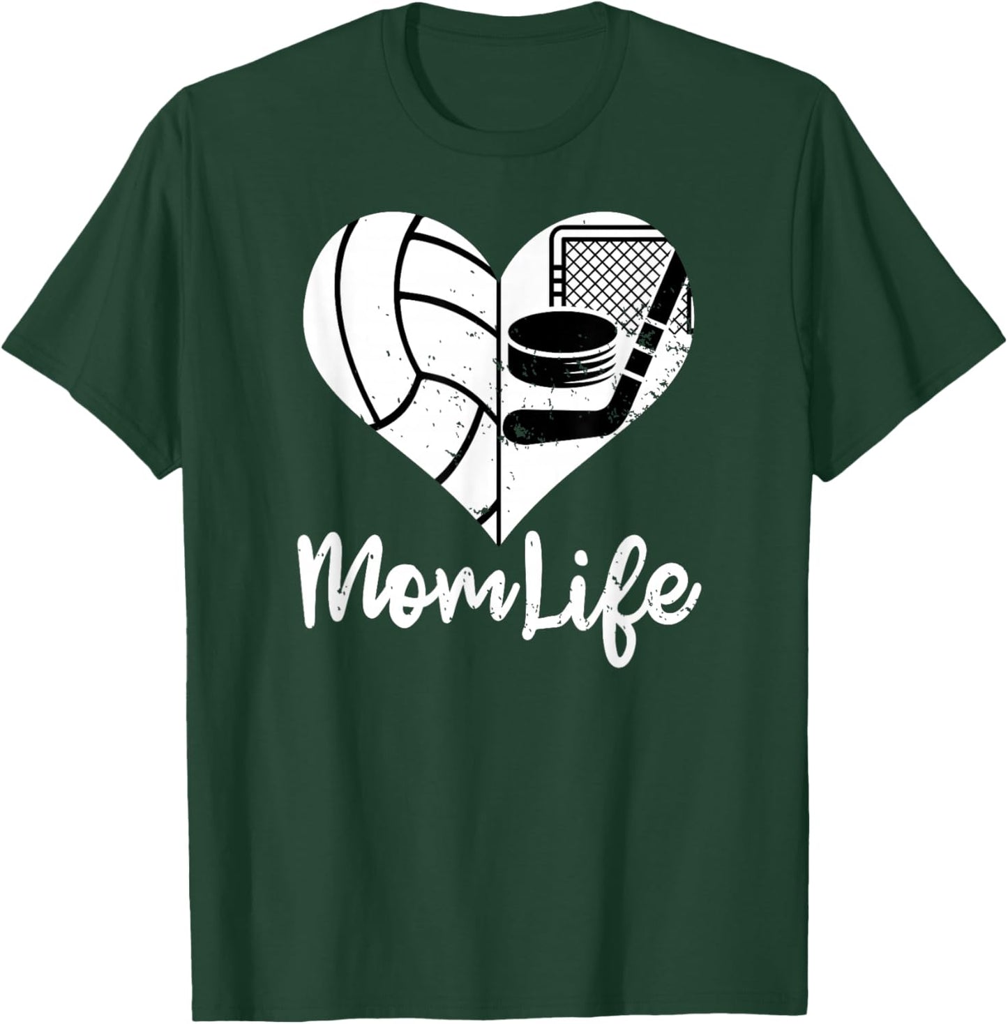 Mom Life Funny Volleyball Hockey Mom T-Shirt - T-Shirt | Forest