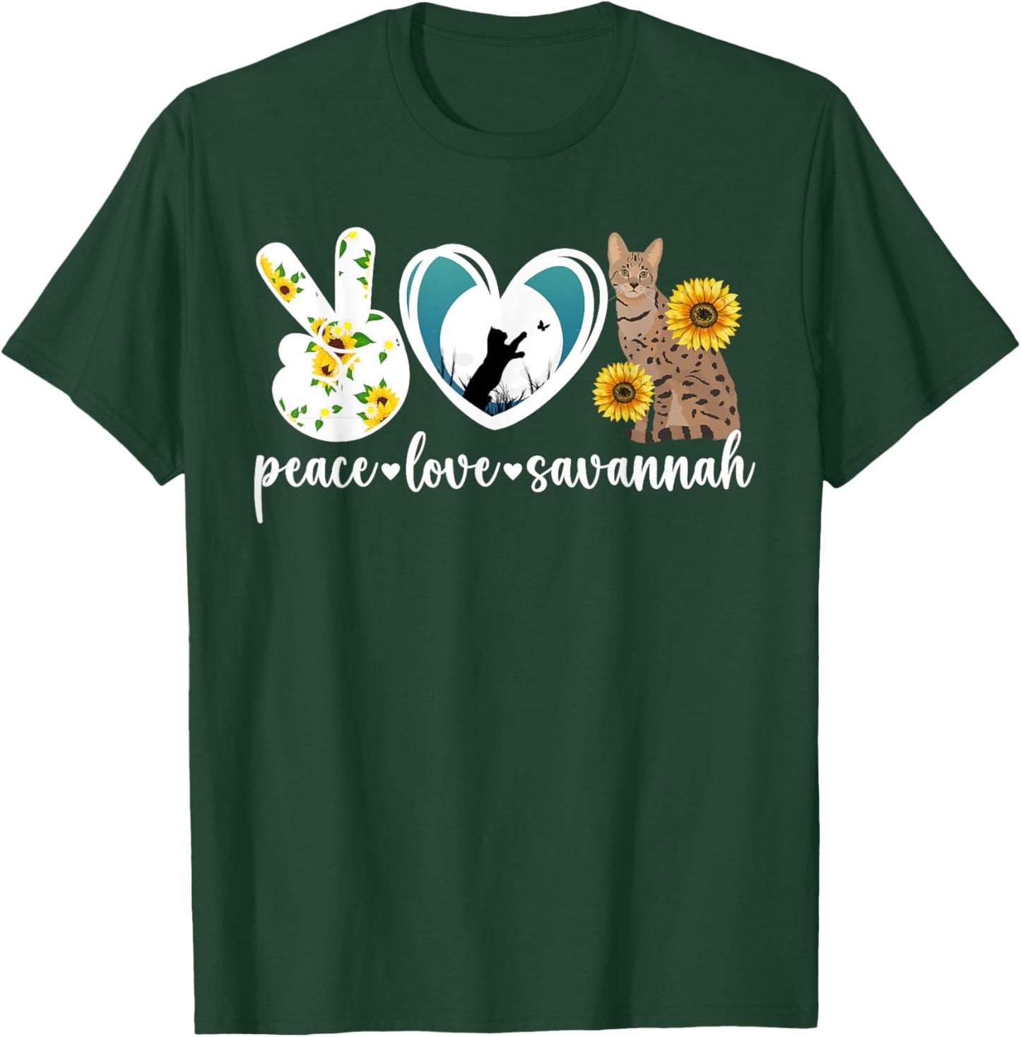 Peace Love Savannah Cat Lover Savannah Cat Owner T-Shirt - T-Shirt | Forest