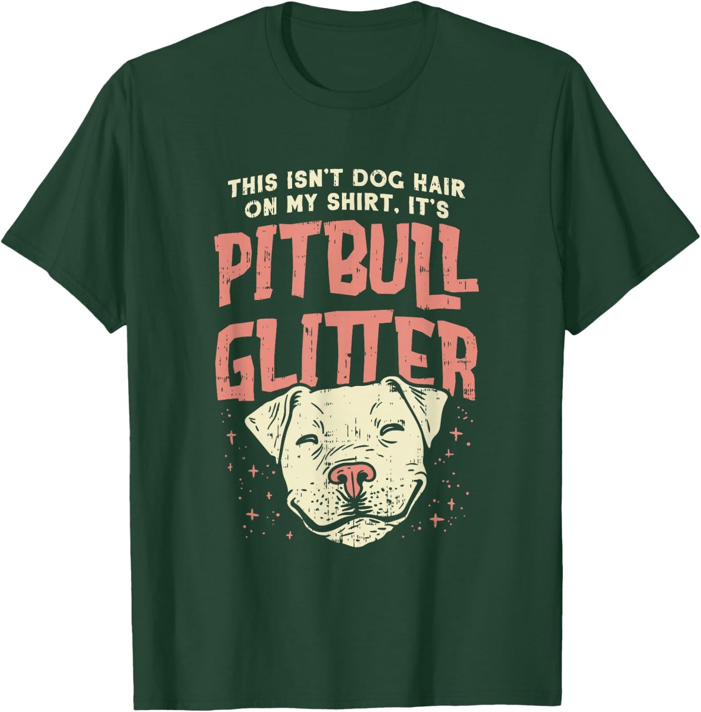 Girls Pitbull Glitter Hair Dog Lover - Mothers Day Gift Mom T-Shirt - T-Shirt | Forest