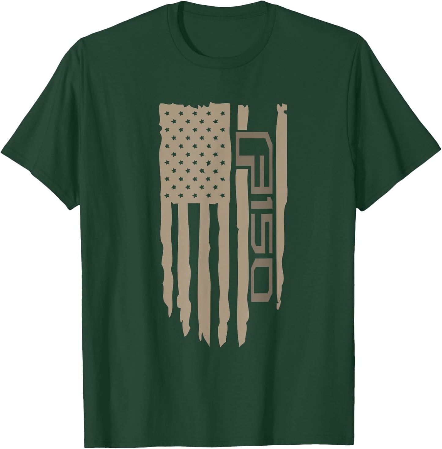 Wandering Wheels F150 American Flag T-Shirt - T-Shirt | Forest