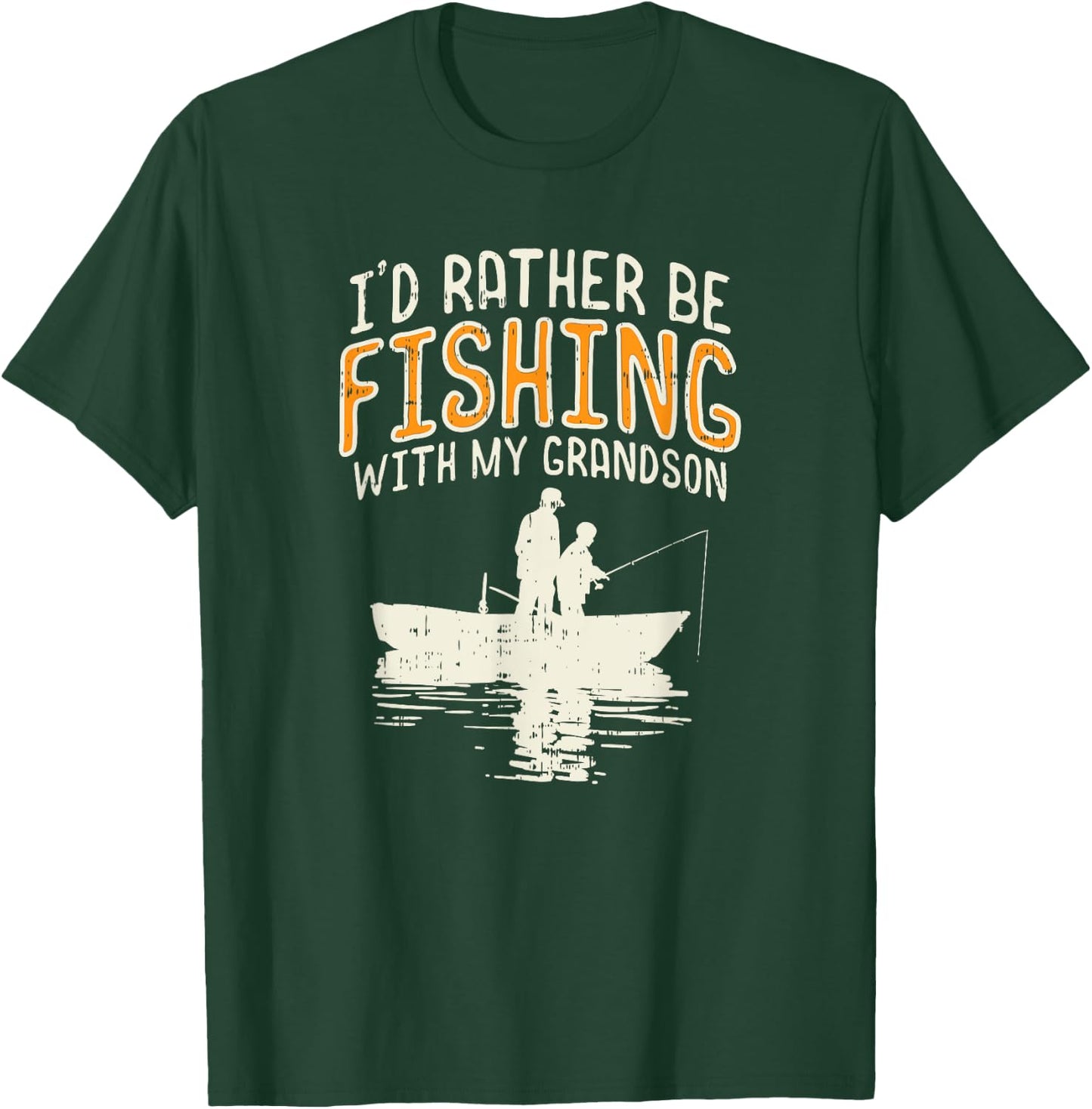 Funny Fishing Grandpa Rather Be Fishing With My Grandson T-Shirt - T-Shirt | Forest