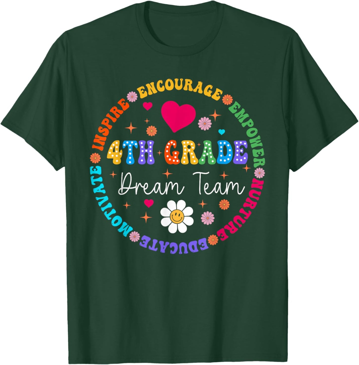 4th Grade Dream Team Fourth Grade Teacher Back to School T-Shirt - T-Shirt | Forest