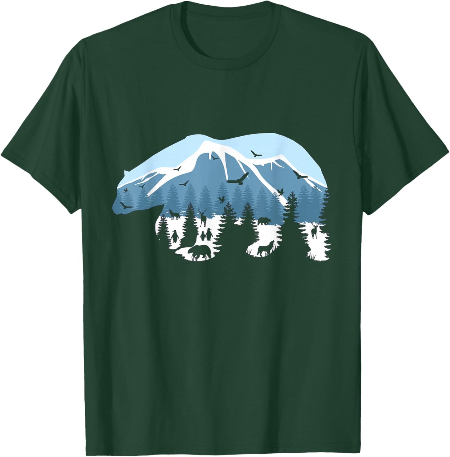 Wildlife Animal Outdoor Trees Silhouette Forest Nature Bear T-Shirt - T-Shirt | Forest
