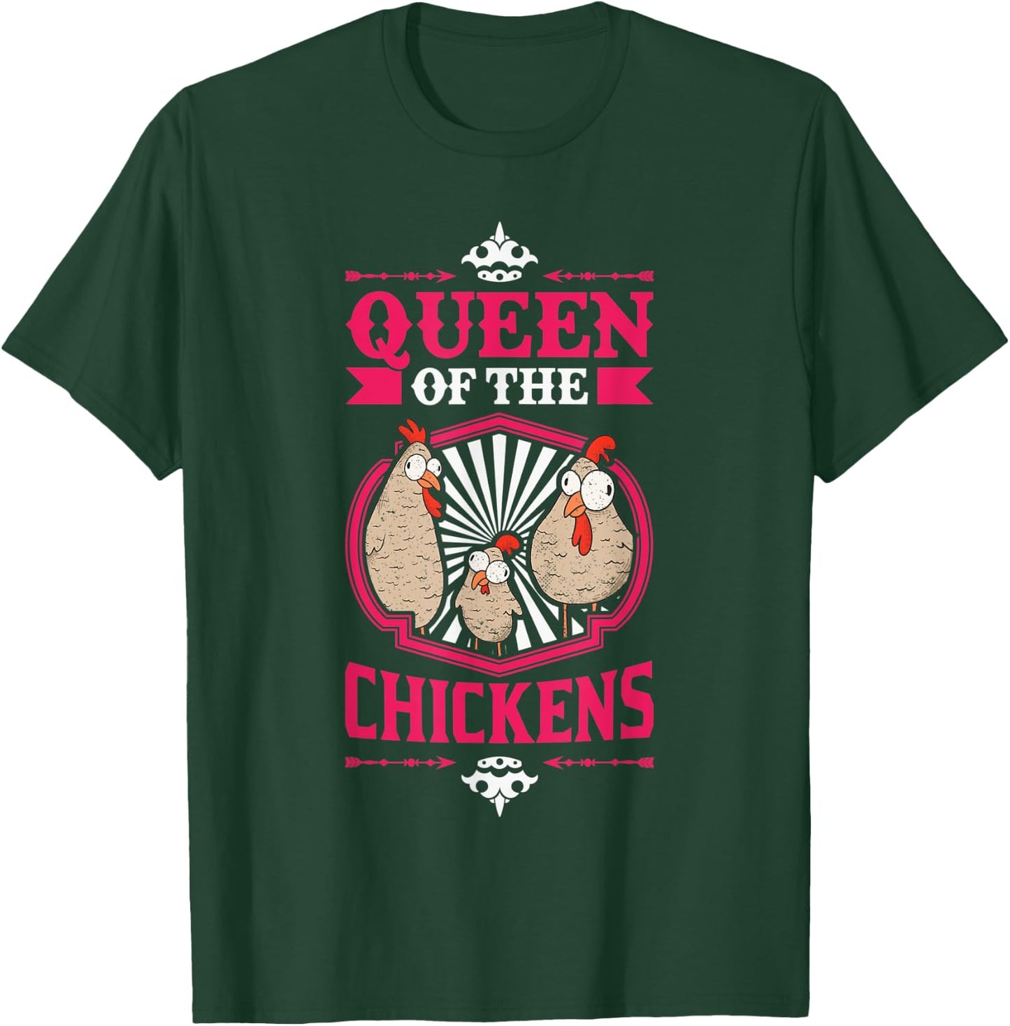 Queen of the Chickens Girl Chicken Farmer T-Shirt - T-Shirt | Forest