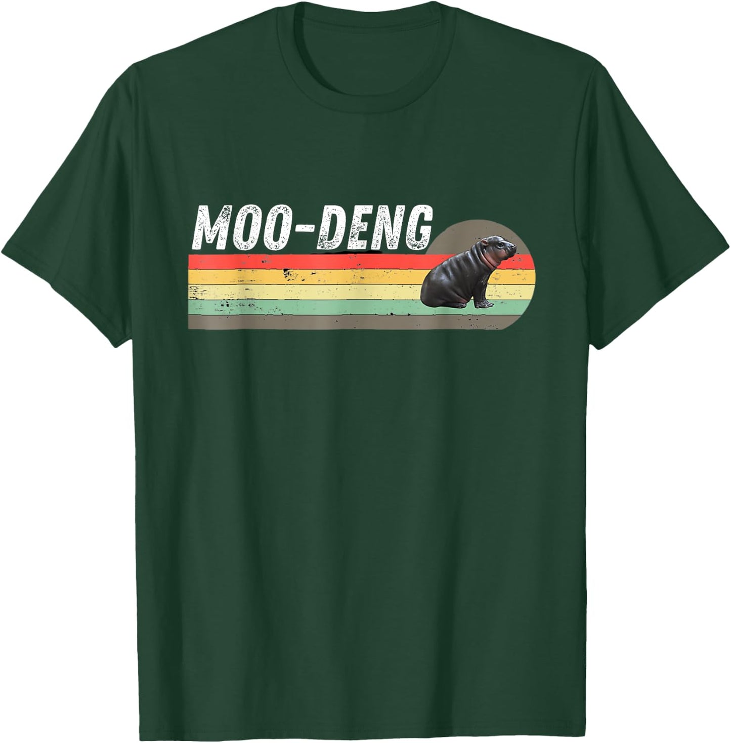 Moo-Deng Cute Baby Hippo Lovers Retro Design Funny T-Shirt - T-Shirt | Forest
