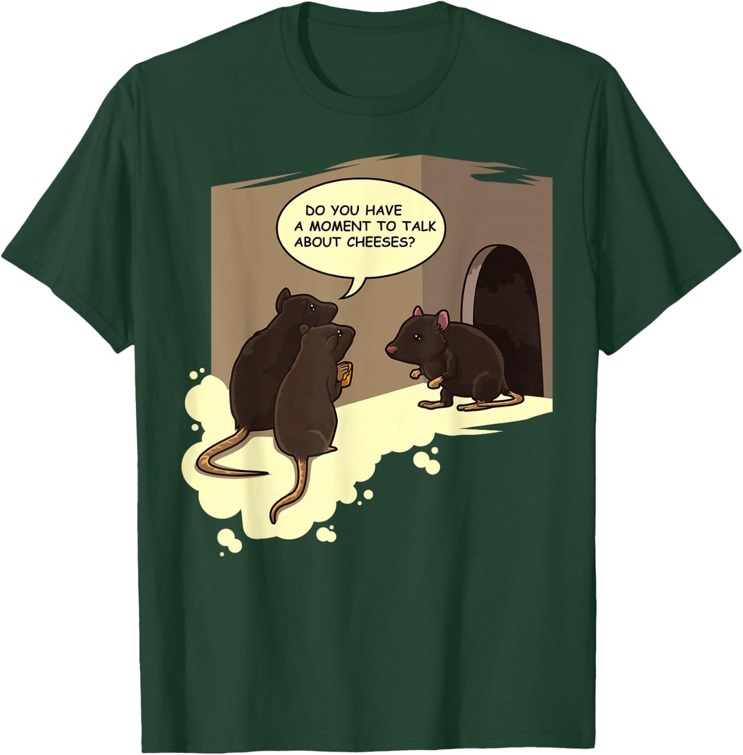Funny Jesus Worship Cartoon Pun - Rats "Talk About Cheeses" T-Shirt - T-Shirt | Forest