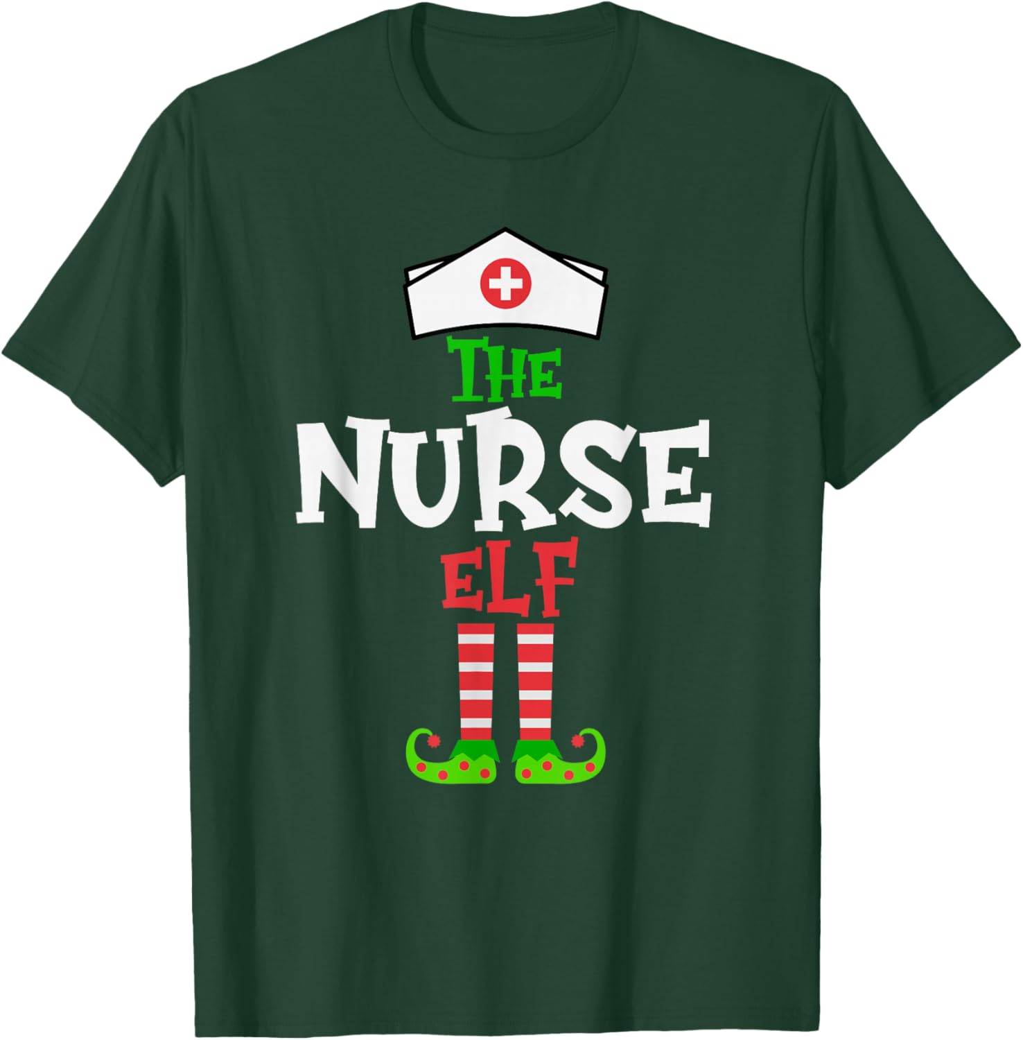 The Nurse Elf - Funny Matching Family Group Christmas T-Shirt - T-Shirt | Forest