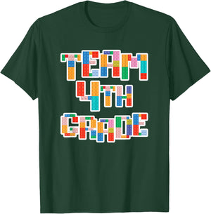 Team 4th Grade Building Blocks Bricks Theme Teacher Team T-Shirt - T-Shirt | Forest