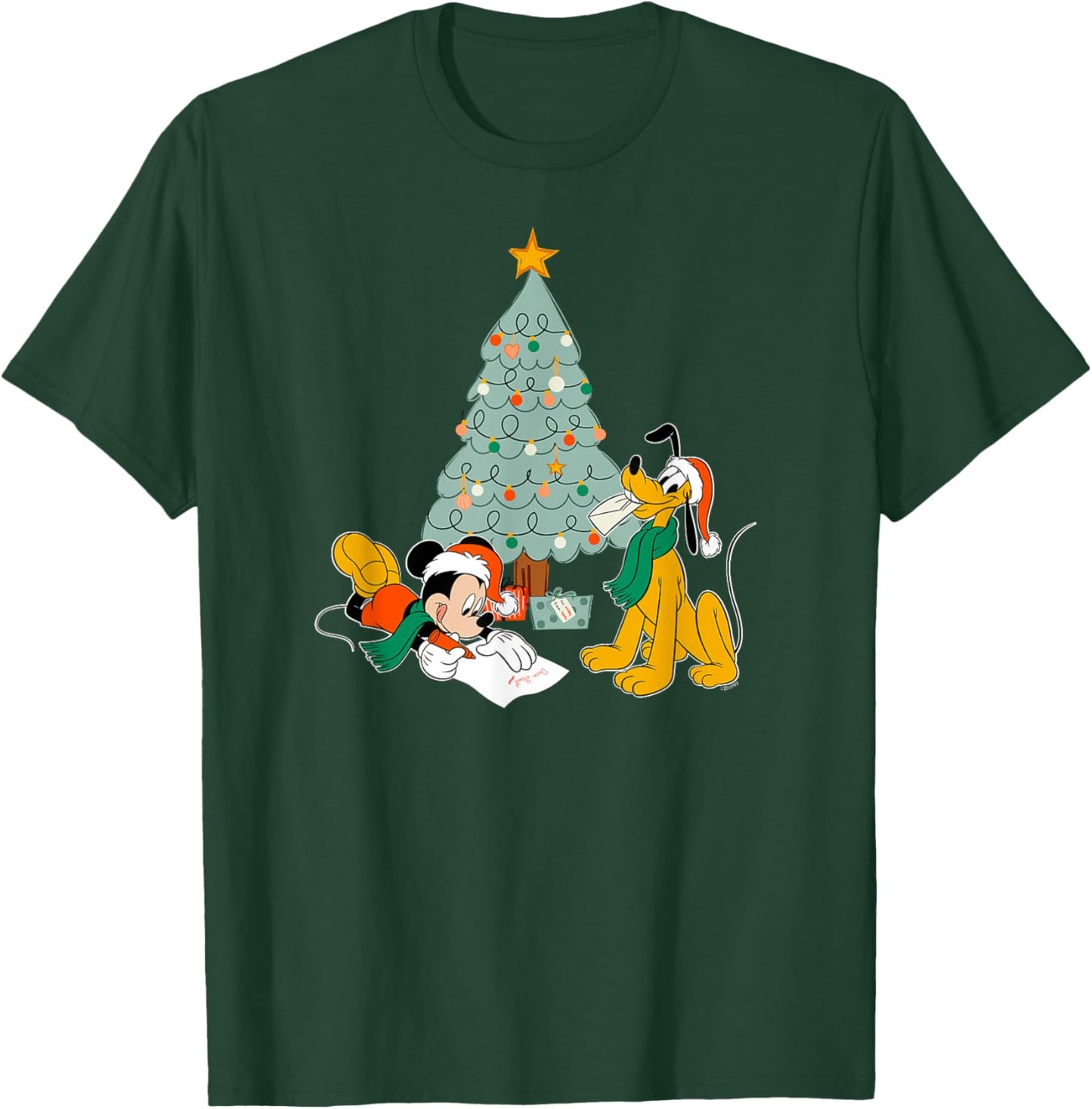 Disney Mickey Mouse and Pluto Christmas Letter to Santa T-Shirt - T-Shirt | Forest