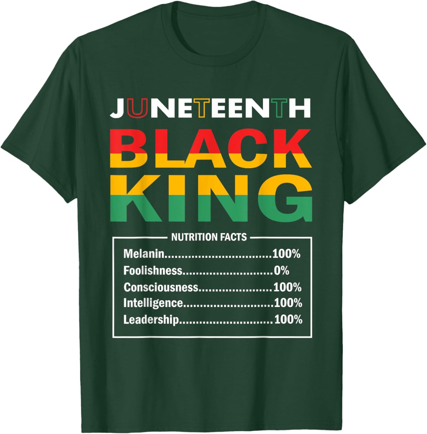 Juneteenth Black King Nutritional Facts Black History Month T-Shirt - T-Shirt | Forest