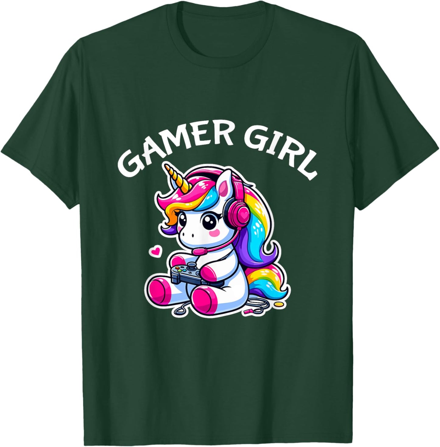 Cute Video Game Gaming Unicorn Gamer Girl T-Shirt - T-Shirt | Forest