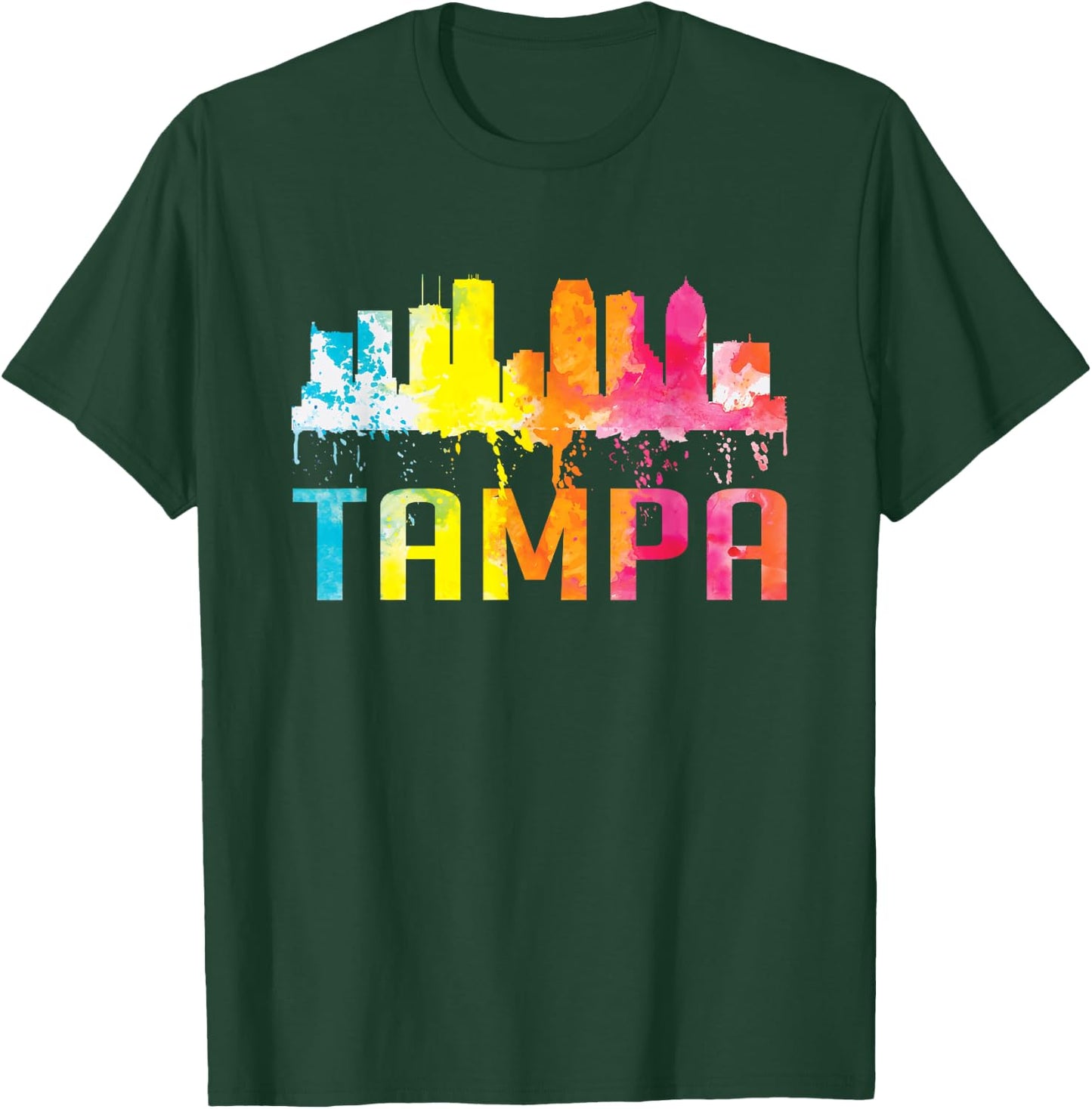 Tampa Florida Watercolor Art City Skyline Souvenir T-Shirt - T-Shirt | Forest